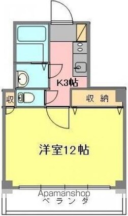 アクアコーポ喜与町Ⅱ[1K/25m2]の間取図