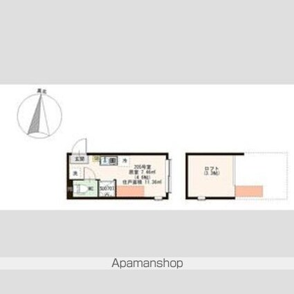 レインパレス西大島[1R/11.36m2]の間取図