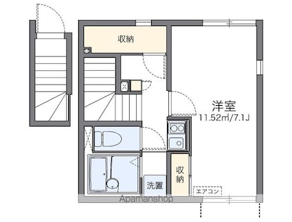 レオネクストヴィア　エスト[1K/26m2]の間取図
