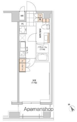 ヒューリック目白[1K/25.65m2]の間取図