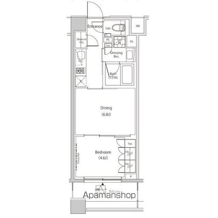 ザ・パークハビオ目黒プレイス[1DK/32.85m2]の間取図