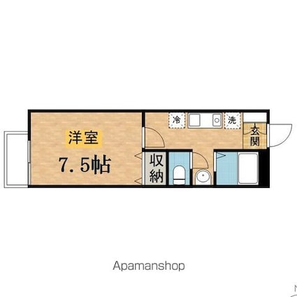 サニーヒル[1K/25.68m2]の間取図