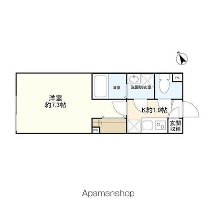 ウェルスクエアイズム世田谷用賀[1K/22.51m2]の間取図