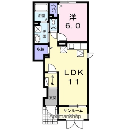 アバンツァートメゾン[1LDK/46.08m2]の間取図