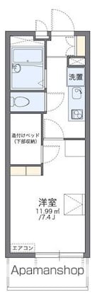 レオパレス甲府塩部[1K/20.81m2]の間取図