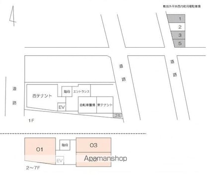 メルベーユ西内町[1K/27.68m2]の配置図