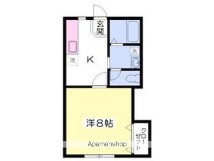 ブランドール高峯弐号館[1K/29.81m2]の間取図