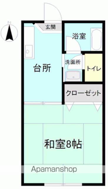 カーサ荒川[1K/26.44m2]の間取図