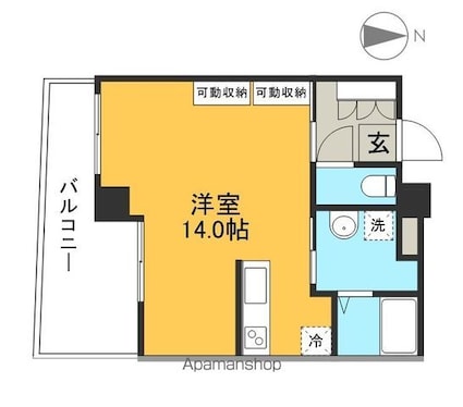 高知県高知市北本町３丁目[1R/31.5m2]の間取図