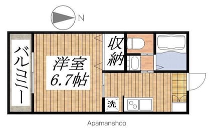 東京都日野市大坂上１丁目[1K/25.36m2]の間取図