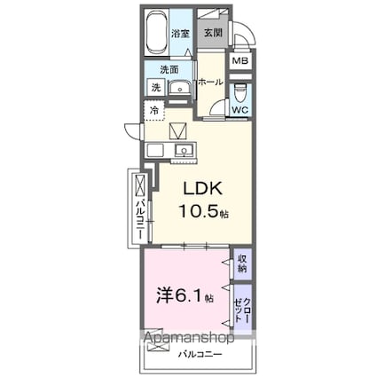 ラフテル[1LDK/41.88m2]の間取図