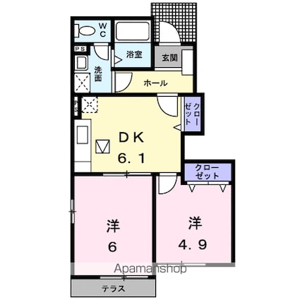 カーサ　フェリーチェＢ[2DK/40.45m2]の間取図