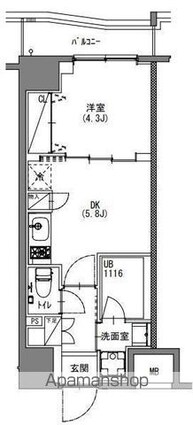 Ｓ－ＲＥＳＩＤＥＮＣＥ新宿御苑[1DK/29.13m2]の間取図