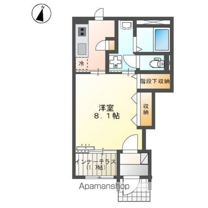 オアシスガーデン立花[1K/33.86m2]の間取図
