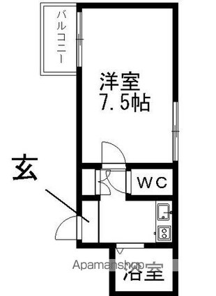 シャトー村瀬・千代田[1K/20.37m2]の間取図