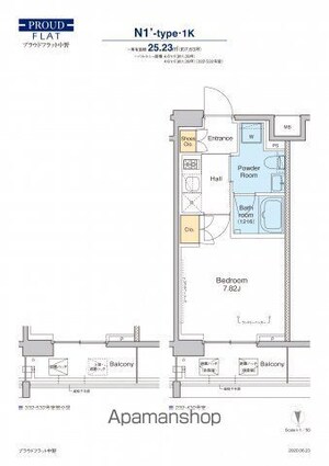 プラウドフラット中野[1K/25.23m2]の間取図