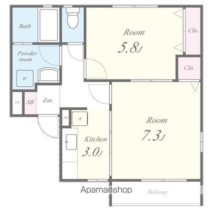 リーフレジデンス　東館[2K/40.08m2]の間取図