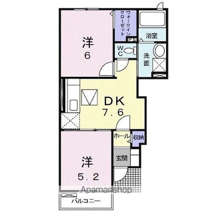 アルドーレ　Ⅰ[2DK/42.98m2]の間取図