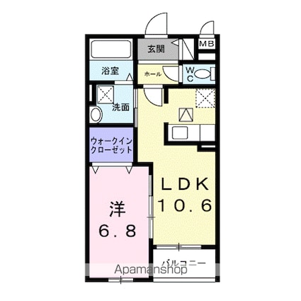 ヴェールフォンセ[1LDK/43.21m2]の間取図
