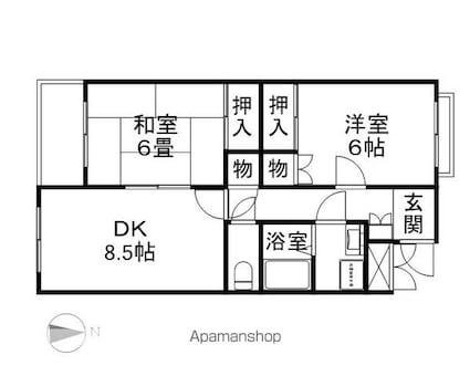 デュオス・シノンＡ[2DK/52.63m2]の間取図