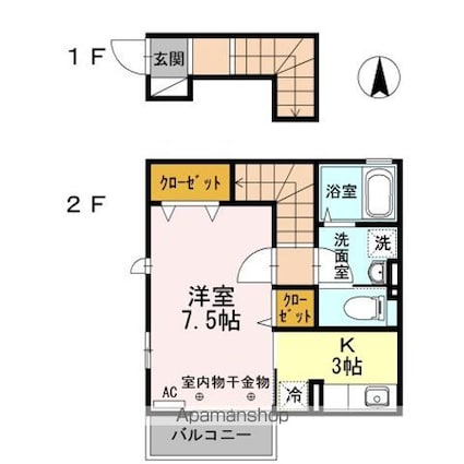 ピヴォワーヌ[1K/35m2]の間取図