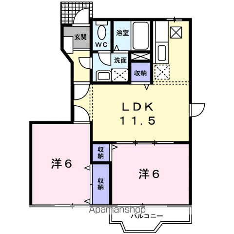 メゾン・ド・Ｙ．Ｎ．Ｉ　Ⅱ 101 ｜ 茨城県鹿嶋市旭ケ丘１丁目15-6（賃貸アパート2LDK・1階・51.79㎡） その2