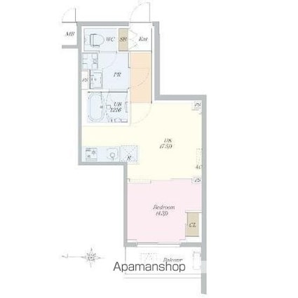 ロイジェント山王[1DK/31.5m2]の間取図