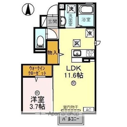 フリーデン文京[1LDK/38.24m2]の間取図
