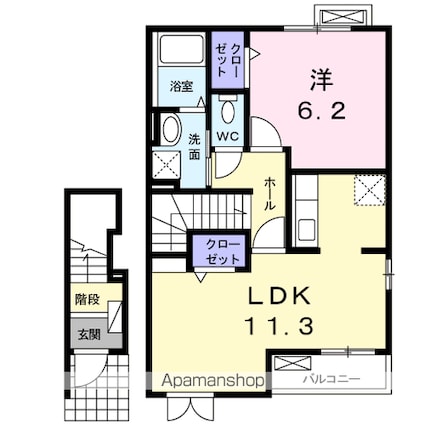 カーサ・モデルノＥ[1LDK/46.42m2]の間取図