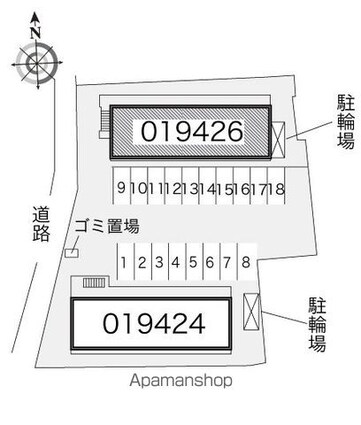 レオパレス三葛Ⅱ[1K/23.18m2]の配置図