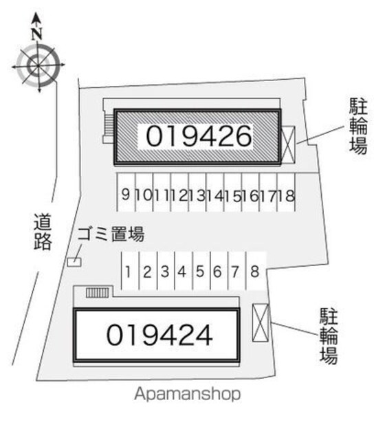 レオパレス三葛Ⅱ[1K/23.18m2]の配置図