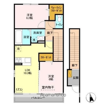 エスポワール[2LDK/62.98m2]の間取図
