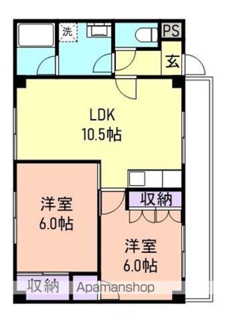和歌山県和歌山市塩屋５丁目[2LDK/48.87m2]の間取図