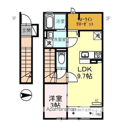 キキョウＫ．ＴツバキＫ．Ｔ　キキョウＫ．Ｔ[1LDK/42.14m2]の間取図