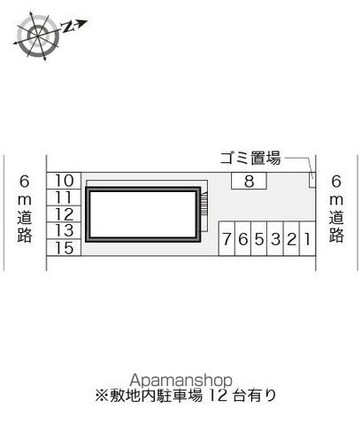 レオパレスやすらぎ[1K/19.87m2]の配置図