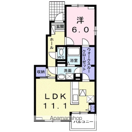 ロータス　Ｂ[1LDK/47.18m2]の間取図