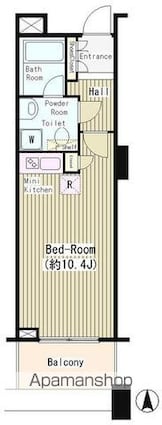 白金タワー[1R/26.68m2]の間取図