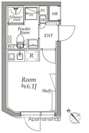 アトリオフラッツ野方[1R/16.44m2]の間取図