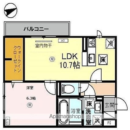 ポワロ[1LDK/42.79m2]の間取図
