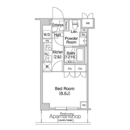 東京都世田谷区池尻４丁目[1K/25.74m2]の間取図