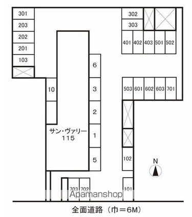 サン・ヴァリー１１５[3DK/64.7m2]の配置図