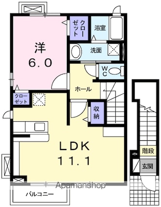 リヴィエール・野毛[1LDK/46.45m2]の間取図