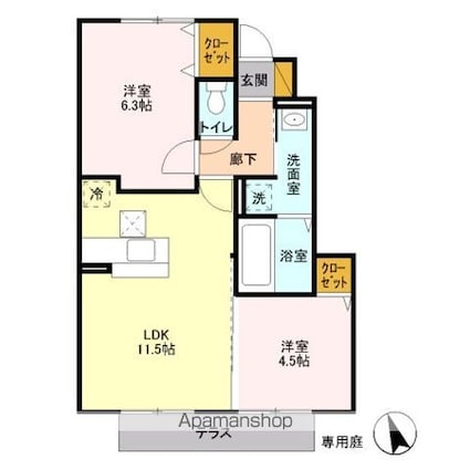 グラン・ソレイユ　Ｂ[2LDK/53.25m2]の間取図