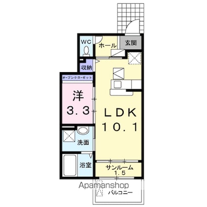 クレードル　二ツ木[1SLDK/35.55m2]の間取図