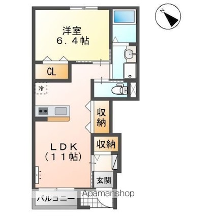 アヴァンス・アカツカ[1LDK/44.12m2]の間取図