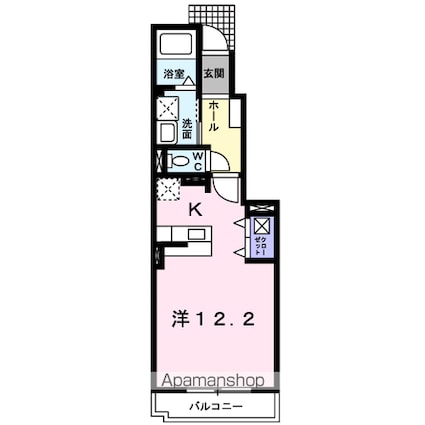 山梨県甲斐市島上条[1K/32.9m2]の間取図