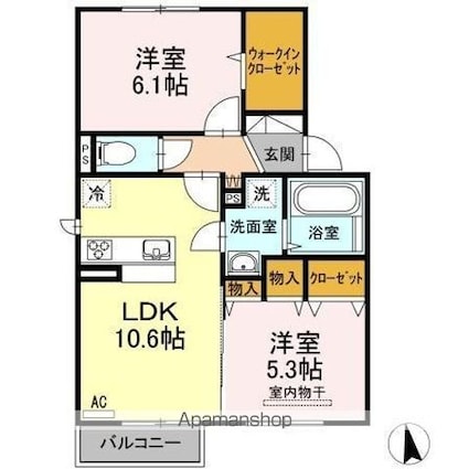 香川県高松市松島町３丁目[2LDK/53.76m2]の間取図