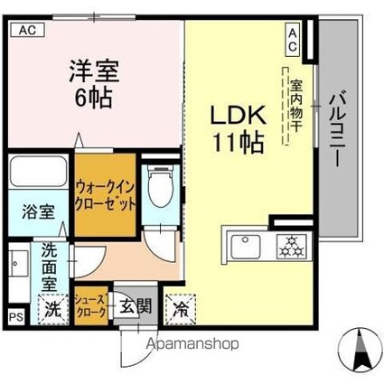 セレーノヴィータ中御所[1LDK/41.09m2]の間取図
