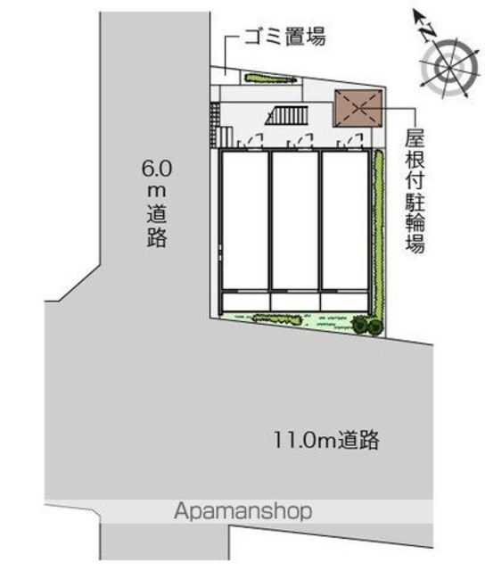 クレイノピングミチマジオ[1K/21.11m2]の配置図