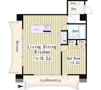 カーサクロヤナギ[1LDK/54.88m2]の間取図